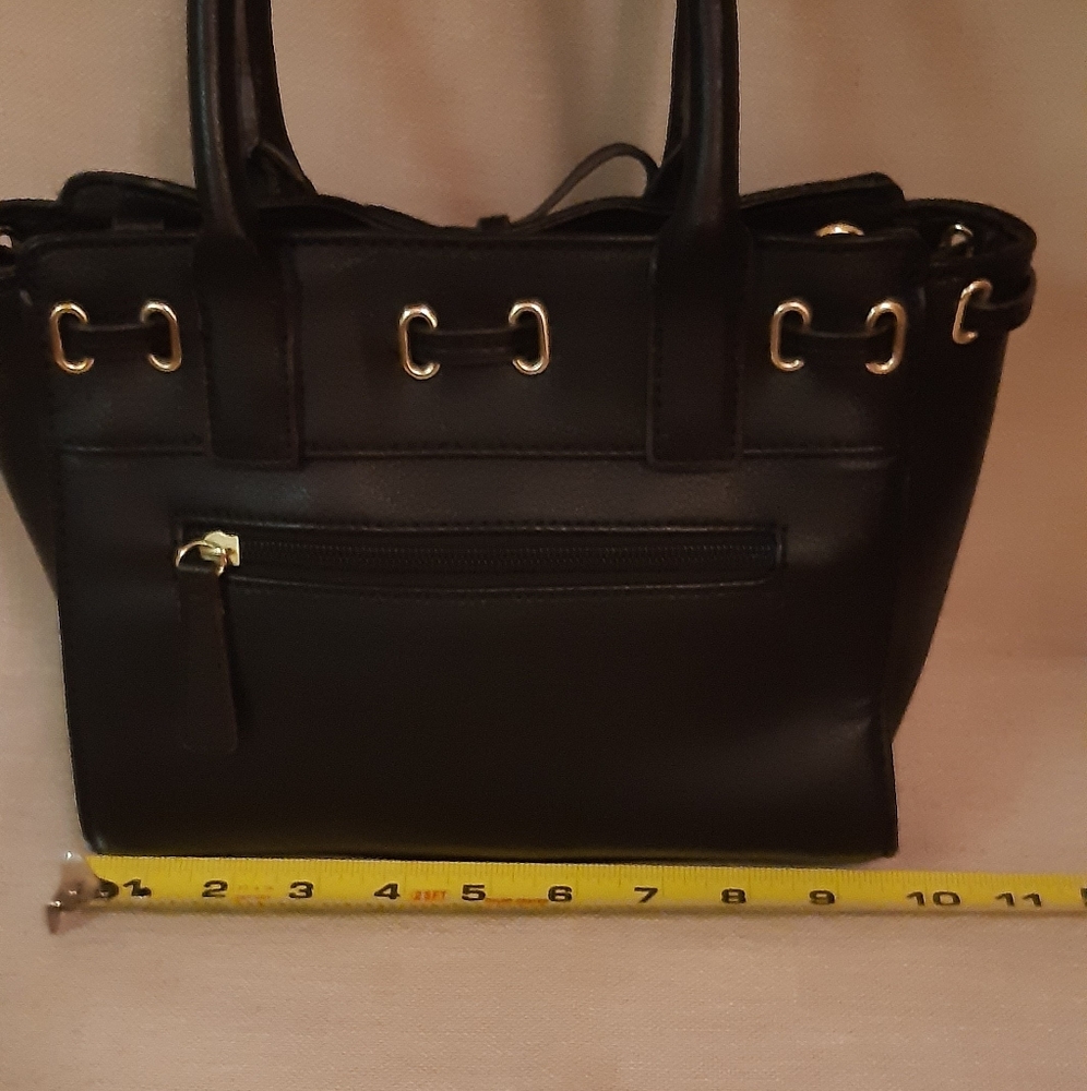 Liz Claiborne Black & Gold Tie Purse With Zippers - Picture 10 of 10